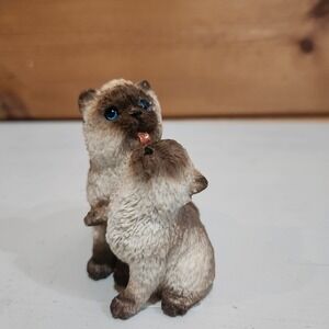 Vintage Himalayan Mom Cat Bathing Baby Kitten Figurine Stone Critters 868 1996